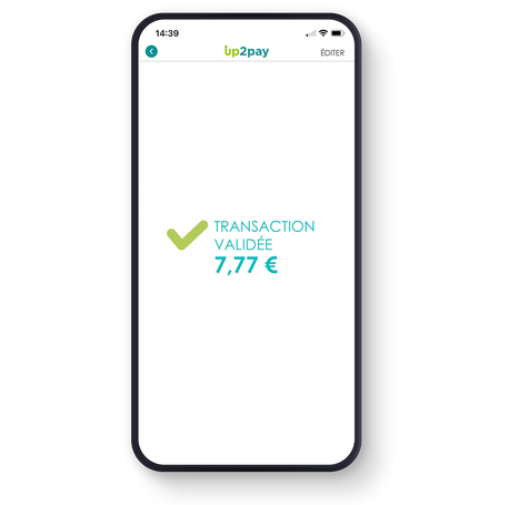 interface application up2pay mobile, transactions validée